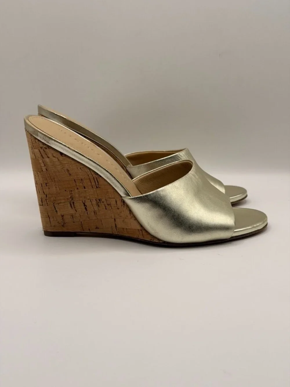 Veronica Beard Womens Dali Metallic Gold Cork Wedge Sandals Sz 6.5 M
